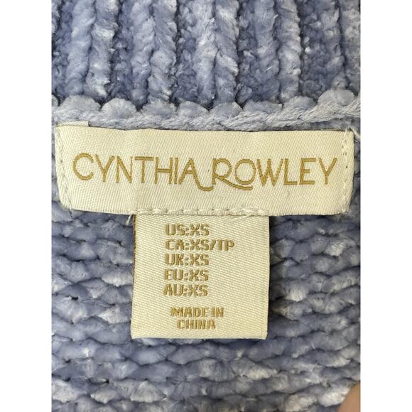 Cynthia Rowley Sweater Womens XS Blue Chenille Knit Crewneck Pullover Soft - Picture 6 of 8
